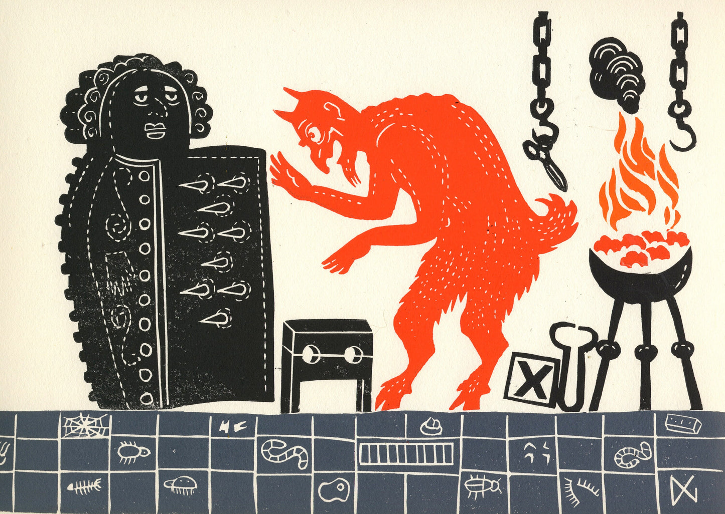 The Devil Is Readying The Torture Chamber For Geoff, Who Has Been Eating With His Mouth Open.
