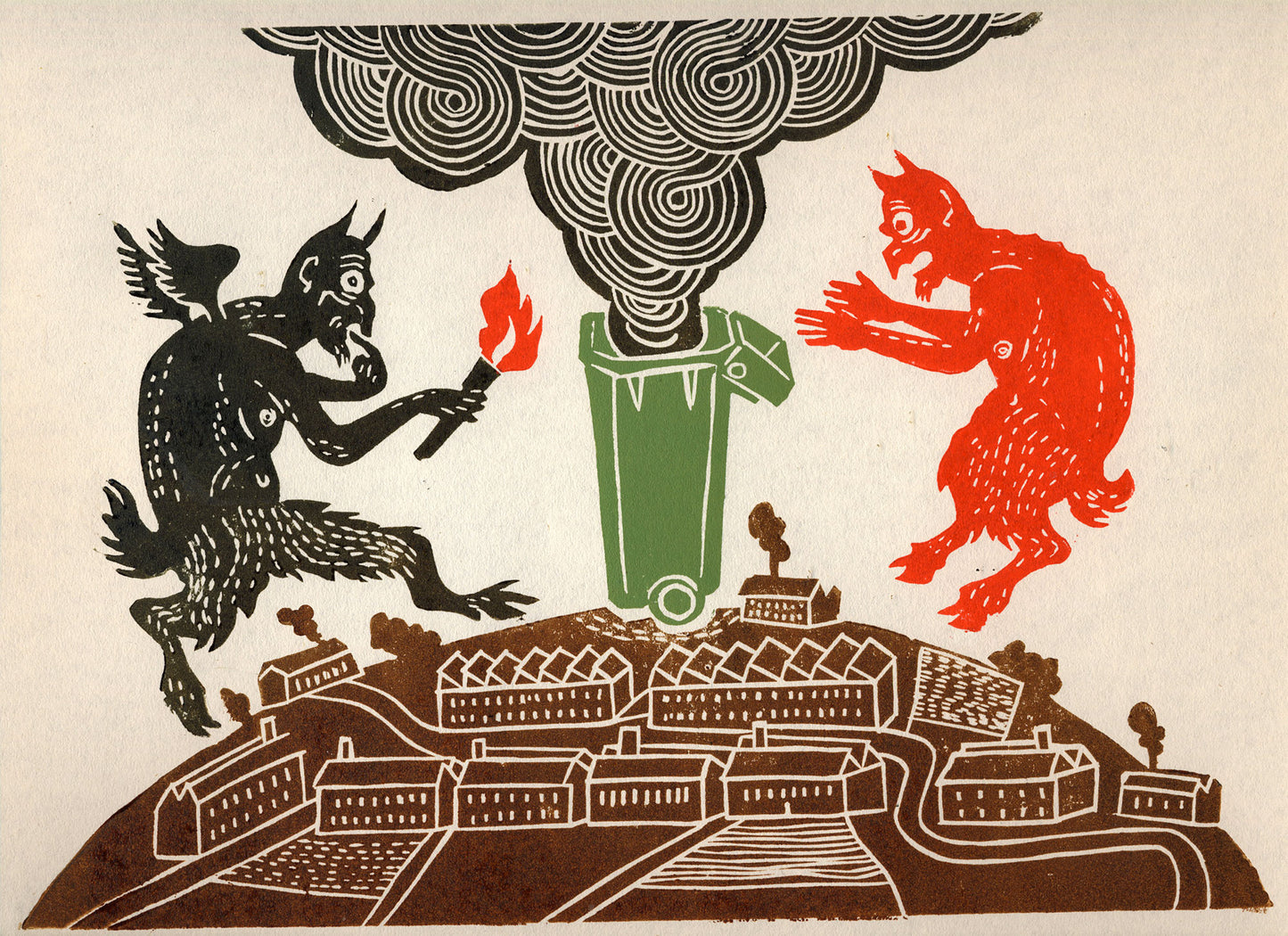 Two Devils Setting Light To Tina's Wheelie Bin. She'll Be Livid.