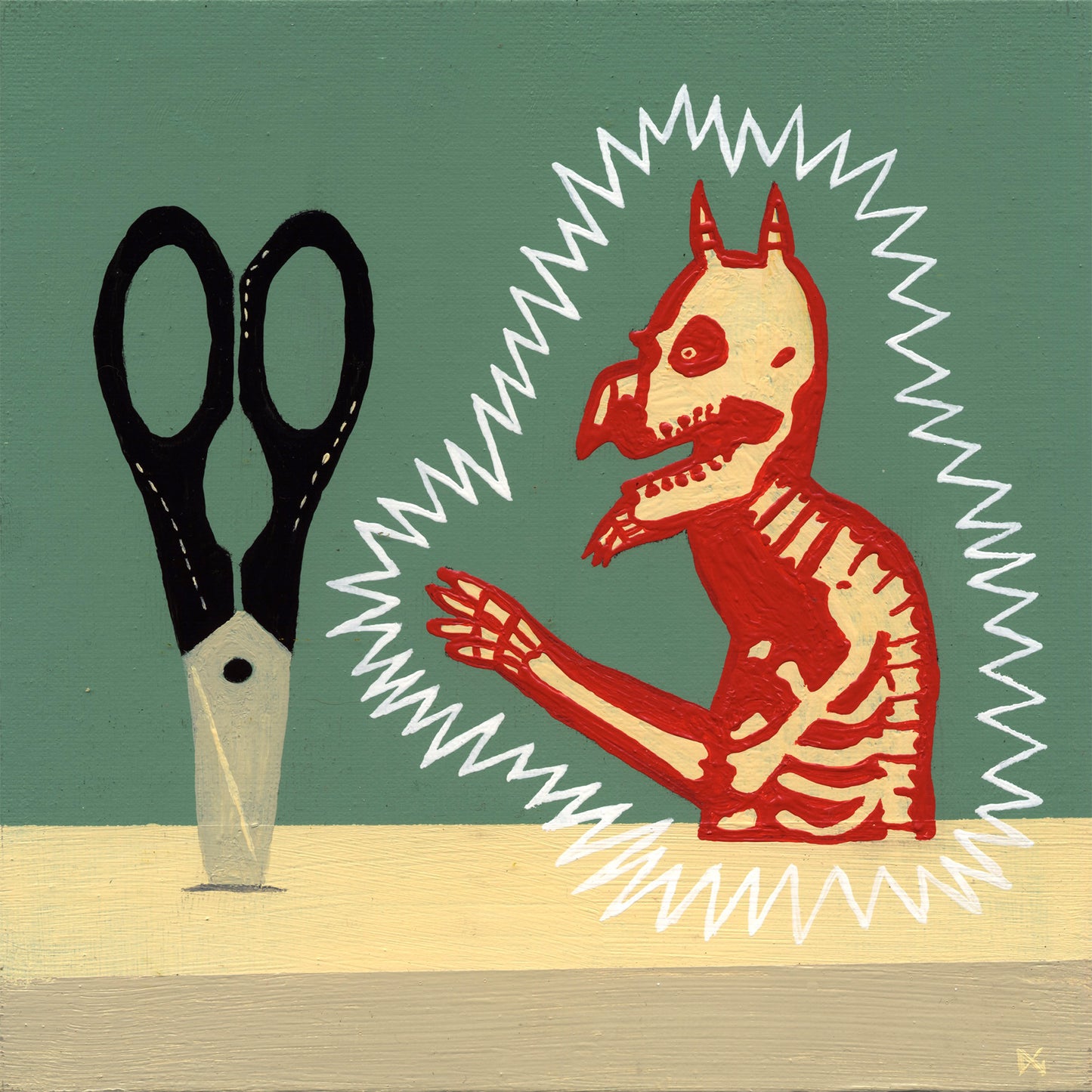 Still Life With Scissors And Electrocuted Demon