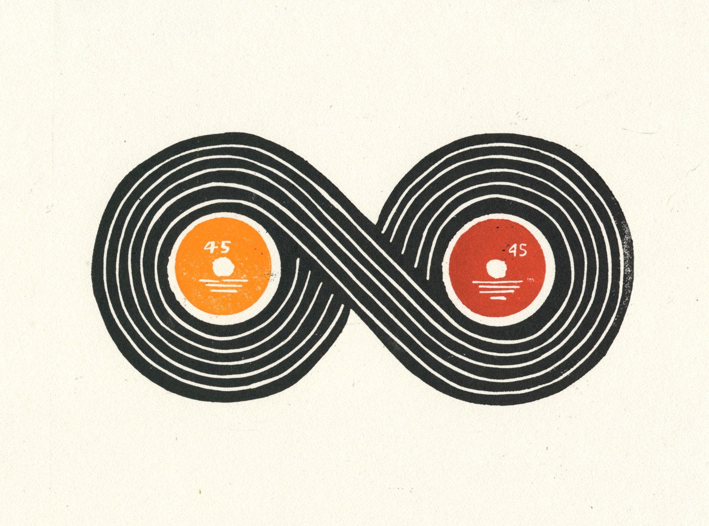 Twisted Singles | Linocut Print | Hand Printed