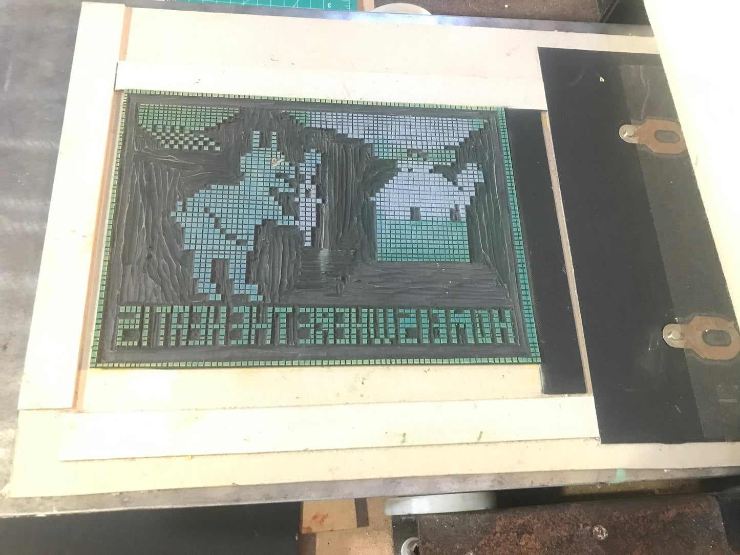 For The Devil's Birthday His Grandma Made Him A Needlepoint Picture Depicting His Favourite Pastime.