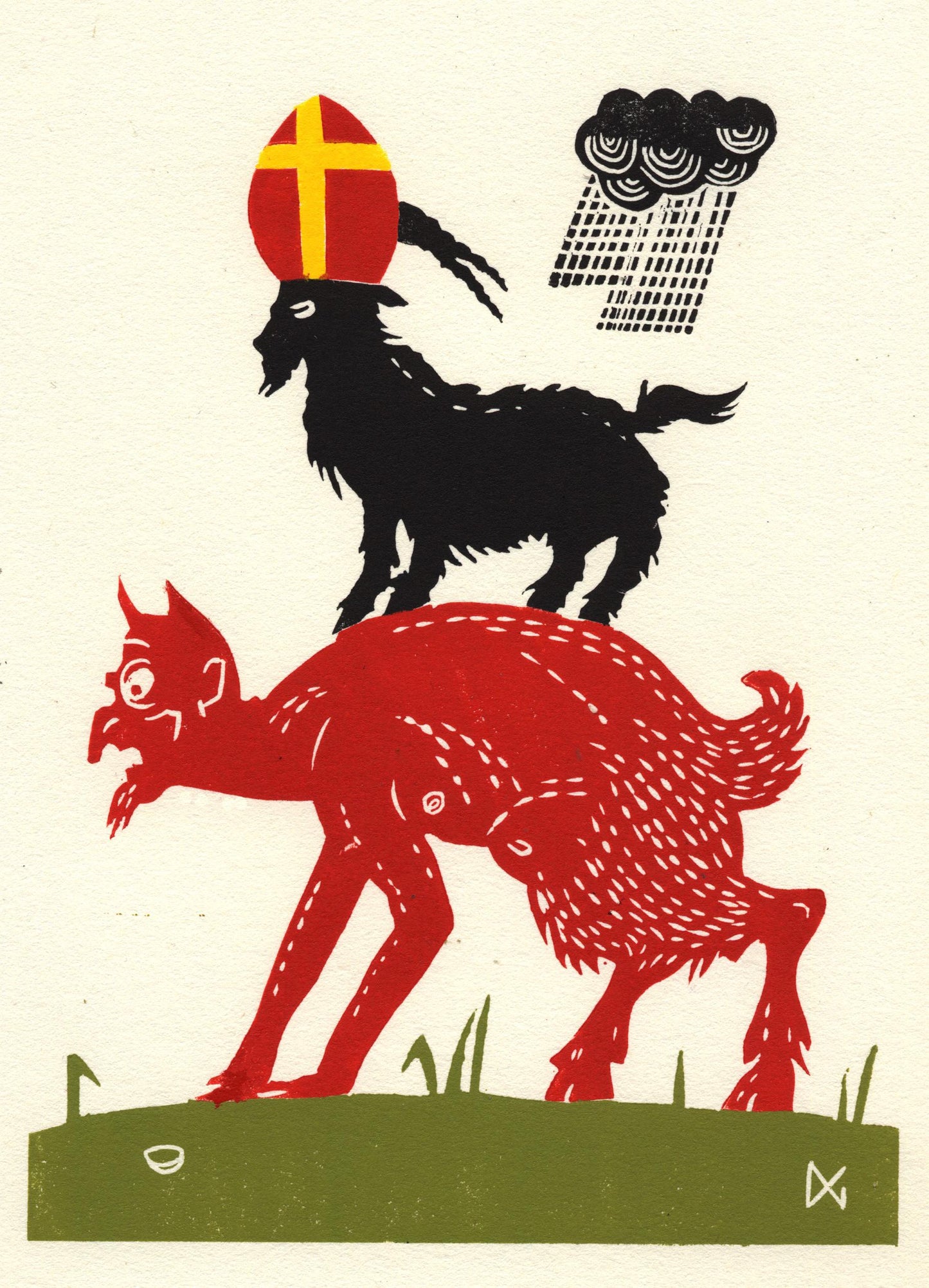 While The Devil Searched For His Dropped Contact Lens, Black Phillip Took The Opportunity To Show Off His New Bishop's Mitre.