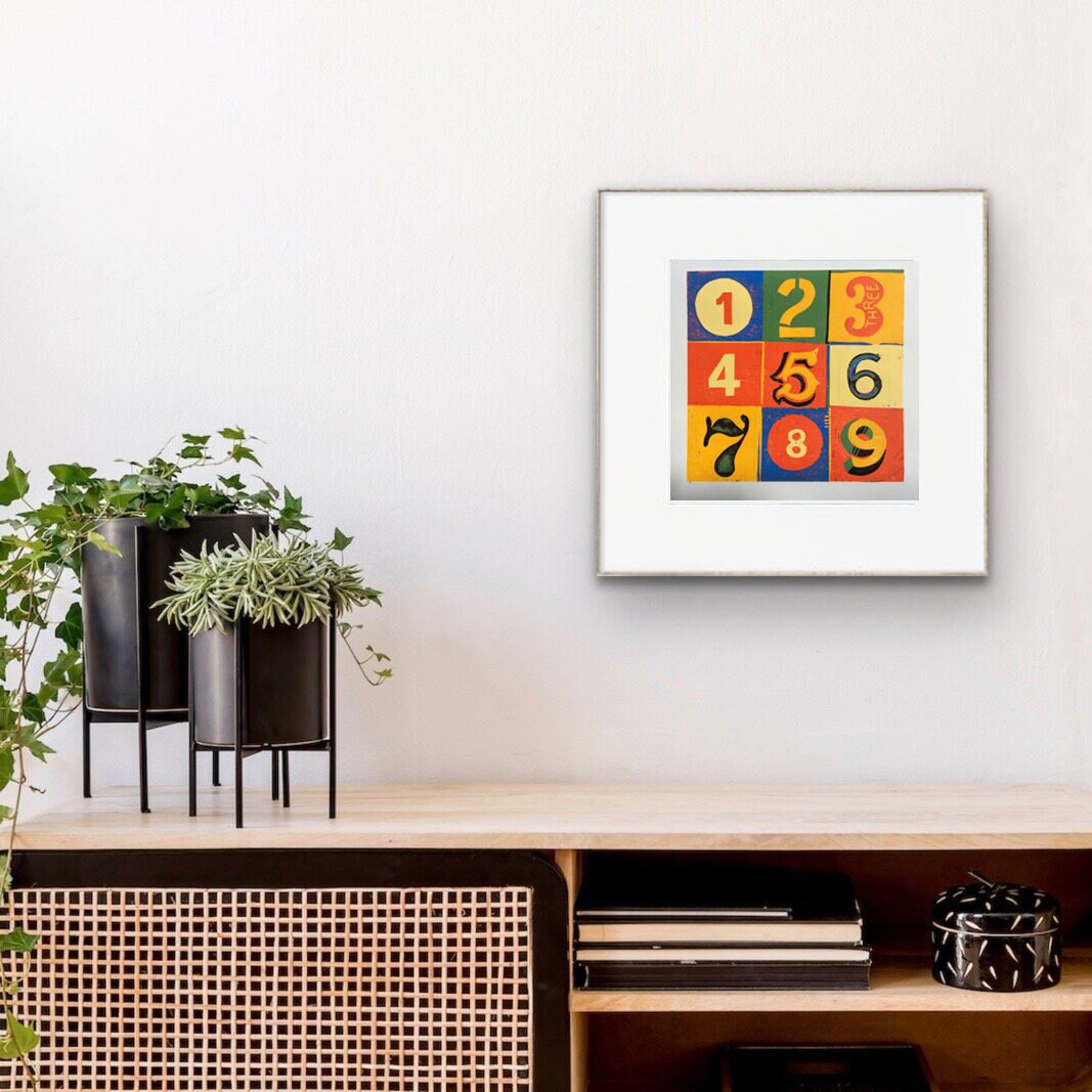 Numbers 1-9 | Linocut Print | Typographic Art | Hand Printed