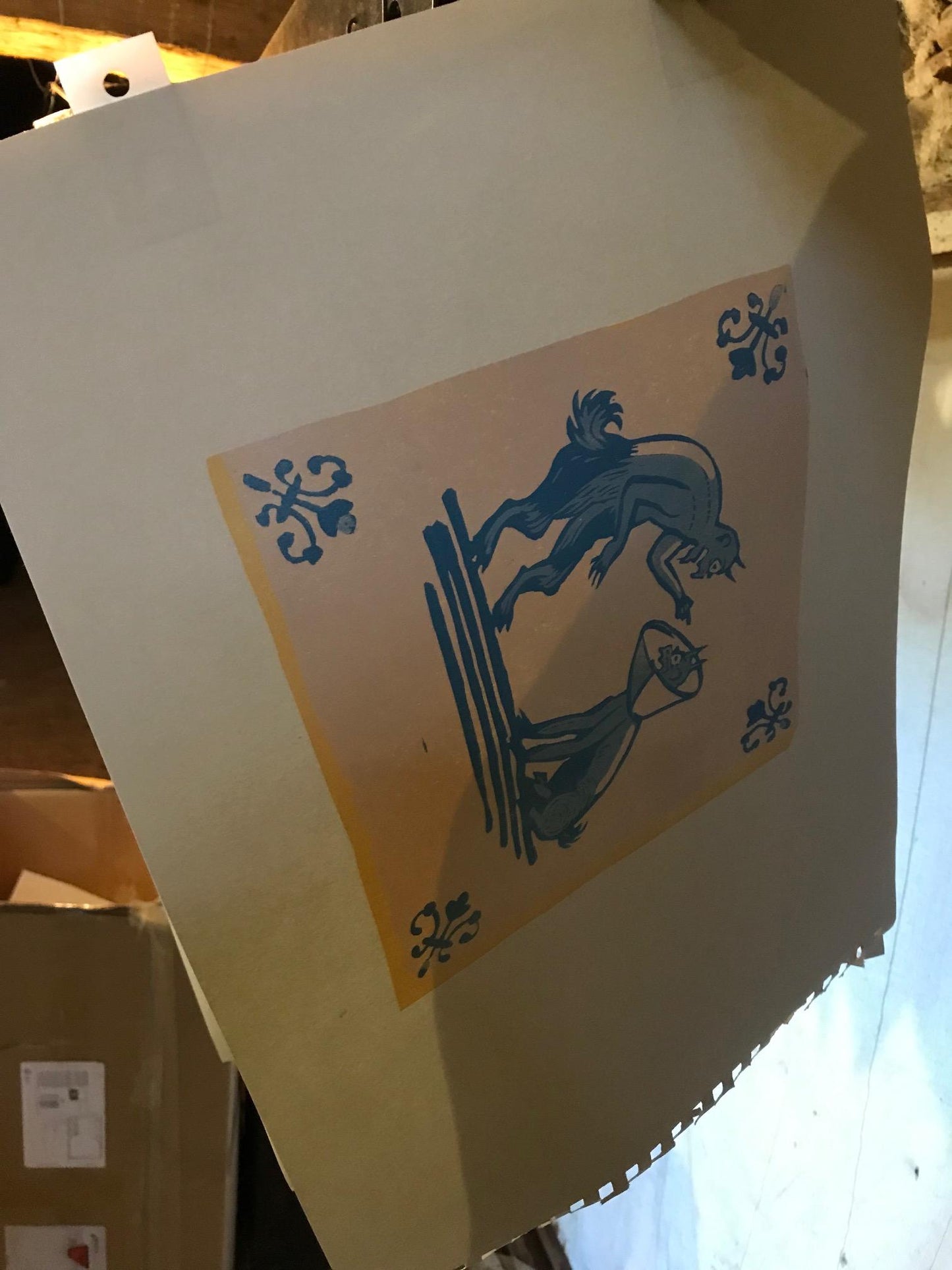 A Rare Delft Tile Depicting The Devil Punishing A Minion For Inappropriate Behaviour In Public.