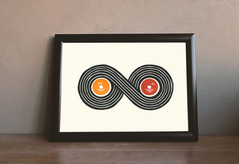 Twisted Singles | Linocut Print | Hand Printed